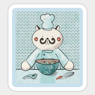 Cute Kawaii Cat Chef with a Mustache Sticker